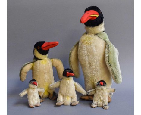 Five Graduated Steiff Penguins