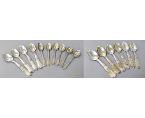 A Collection of Assorted Silver Flatware, comprising: a set of six Danish silver dessert-spoons and four teaspoons, each with