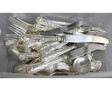 A Collection of Assorted George IV and Later Silver Flatware, various King's patterns, comprising: 5 table-spoons1 table-fork