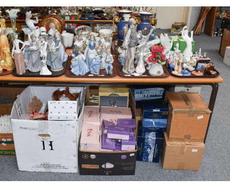 A Collection of Nao Figures, including models of children and ladies, figural lamp base, animal models and other decorative i