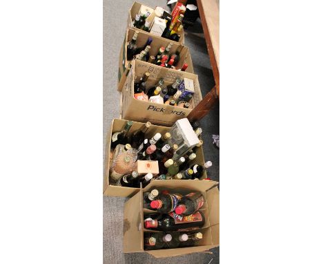 Mixed Parcel of Spirits: over 70 bottles of various spirits including Pernod, Rum, Vodka, Tia Maria, Bols, Sherry, Sake, Gluw