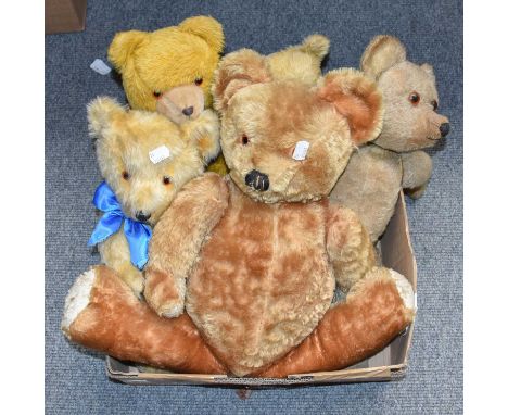 Circa 1940s and Later Jointed Teddy Bears, comprising: a Chiltern bear, another dressed in a sailors suit, large light brown 