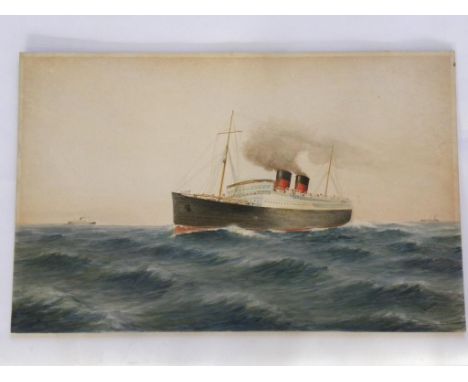 W L WATERBURY - AN OCEAN LINER, SIGNED AND DATED 1932, WATERCOLOUR, UNFRAMED