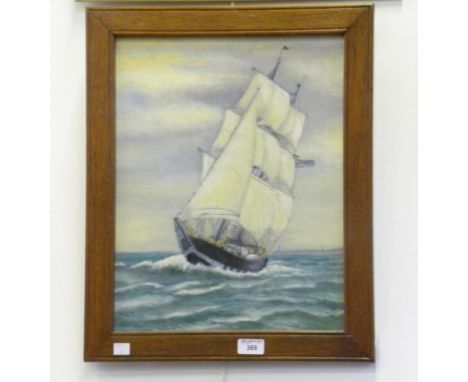 D M CLEWBEN - SHIP AT SEA, SIGNED AND DATED 1991, OIL ON BOARD