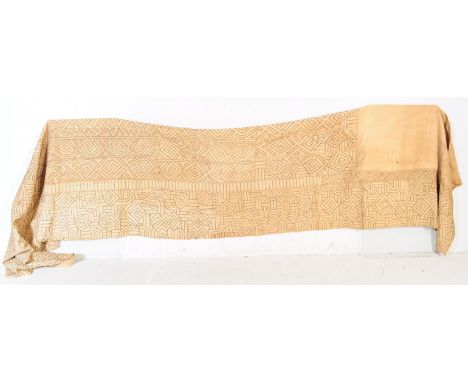 Large early to mid century Kuba / African tribal tapestry cloth ethnic wall hanging. Hand woven panel of rectangular form, th