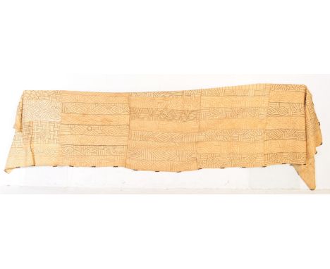 Large early to mid century Kuba / African tribal tapestry cloth ethnic wall hanging. Hand woven panel of rectangular form, th
