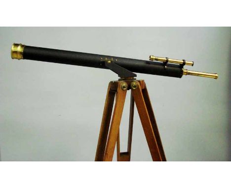 An early to mid 20th century three inch Astronomical Telescope by Broadhurst Clarkson and Co London, brass with crackled blac