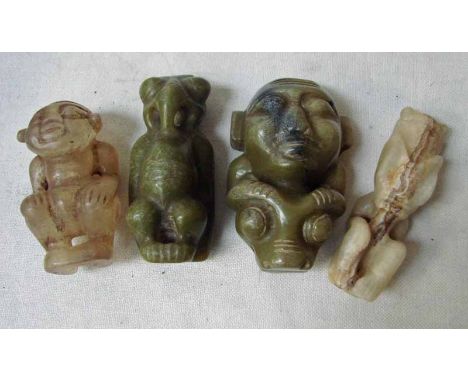 A collection of four carved Chinese jade/hardstone figures, 12cm to 15cm tall