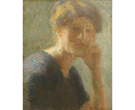 UNSIGNIERT (XIX). Impressionistisches Portrait einer Dame.Circa 47 cm x 38 cm. Circa 62 cm x 53 cm mit Rahmen. Gemälde. Öl au