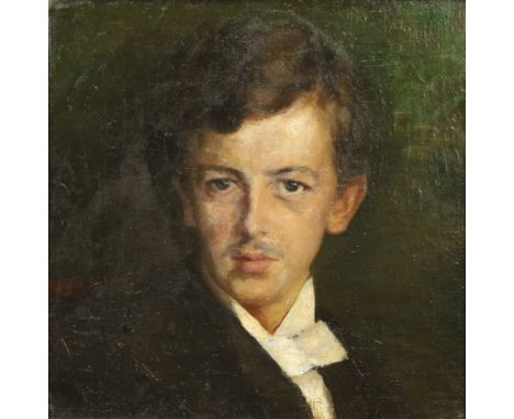 UNBEKANNTER KÜNSTLER (XIX). Portrait eines jungen Mannes.Circa 39 cm x 38,5 cm. Circa 48,5 cm x 48 cm mit Rahmen. Gemälde. Öl