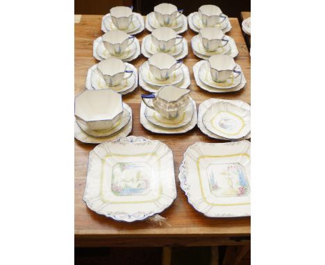 Shelley Queen Anne my Garden pattern tea service 11607 - minor chip to milk jug (hair lines to 5 pieces) 