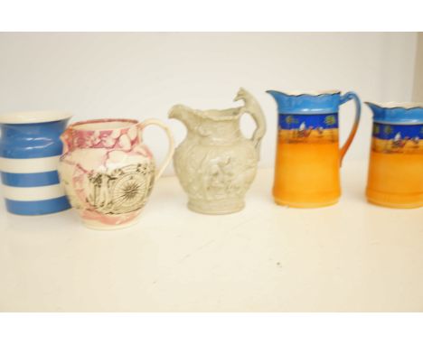 Sunderland lustre jug, victorian jug, Cornish ware &amp; other (Jugs A/F)