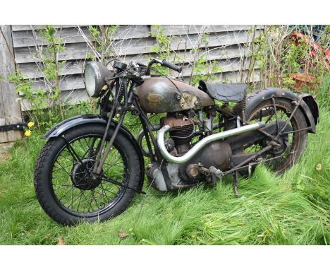 A 1936 BSA New Blue Star Q21 project, registration number HV 6760, frame number D 63058, engine number D21598, green/black. T