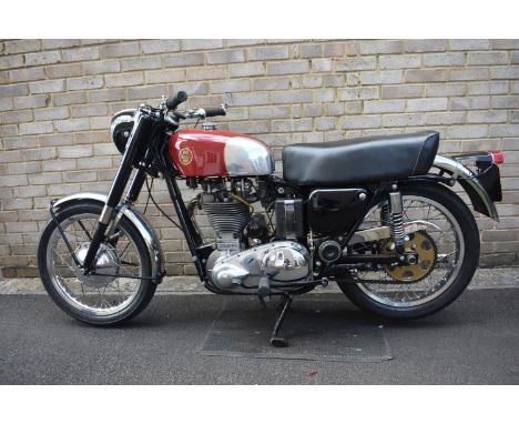 A 1956 Ariel HS, registration number OOU 840, frame number PRS 220, engine number MH205, maroon/chrome. The Ariel HS (scrambl