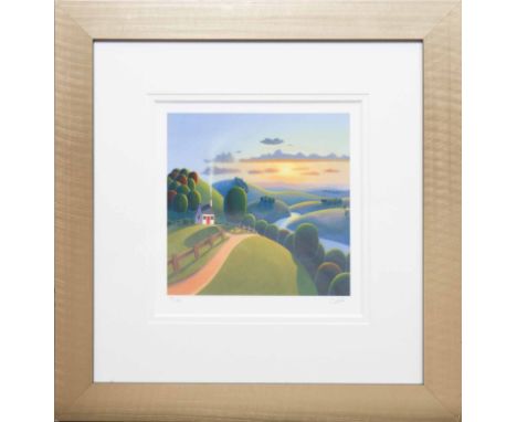 * PAUL CORFIELD,
SUNSHINE VALLEY 
limited edition giclee print , 8/150, signed in pencil
29cm x 28cm  
Mounted, framed and un