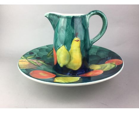 HAND PAINTED MODERN CERAMIC EWER AND BASIN