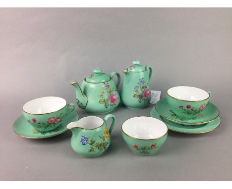 SPODE BREAKFAST SET, along with a set of five brandy glasses, twelve sherry glasses and six wine glasses