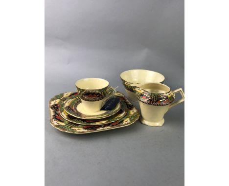 MYOTT 'ENGLANDS COUNTRYSIDE' PART TEA SERVICE, comprising seven cups, seven saucers, six side plates, sugar, cream and a bisc