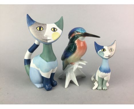 GOEBEL FIGURE OF A CAT, marked Giovanni, along with another figure of a cat and a figure of a bird (3)