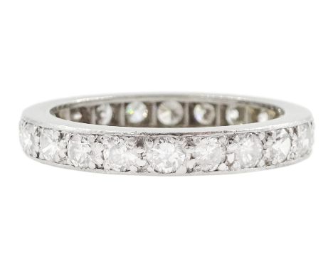 Platinum round cut diamond full eternity ring, total diamond weight approx 1.30 caratCondition Report:Approx 4.45gm, tested p