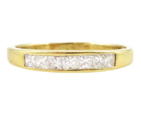 Iliana 18ct gold seven stone princess cut diamond half eternity ring, stamped, total diamond weight 0.50 carat Condition Repo