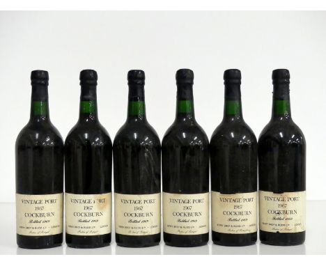 6 bts Cockburns 1967 Vintage Port EB BB&amp;R i.n, sl bs, 1 sl dam to capsule