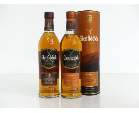 1 70-cl bt Glenfiddich 15YO Solera VAT Single Malt Scotch Whisky 40% 1 70-cl bt Glenfiddich Rich Oak 14YO Single Malt Scotch 