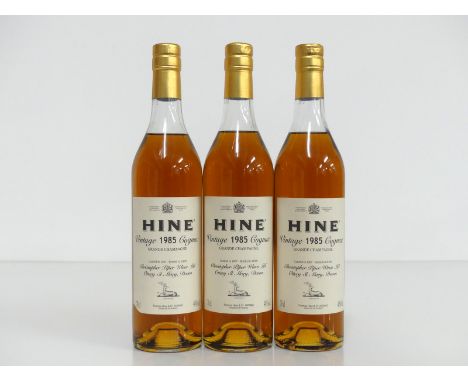 3 70-cl bts Hine Grande Champagne Vintage Cognac 1985 landed 1987, bottled 2000 (Christopher Piper Wines Ltd)