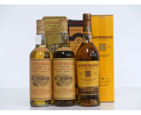1 70-cl bt Glenmorangie 10YO Highland Single Malt Scotch Whisky circa 1980's 40% original tin 1 70-cl bt Glenmorangie 10YO Hi
