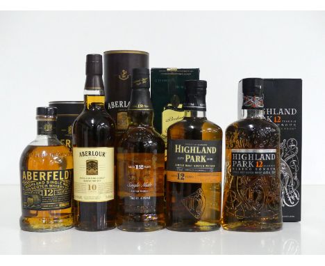 1 70-cl bt Aberfeldy 12 YO Highland Single Malt Scotch Whisky 40% Batch N° 2905 original tube 1 70-cl bt Aberlour 10YO Highla