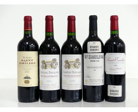 1 bt The Societys 2003 St-Émilion (Jean Pierre Moueix) hf 2 bts Ch. Roylland 2005 St-Émilion Grand Cru i.n 1 bt BB&amp;R 2014