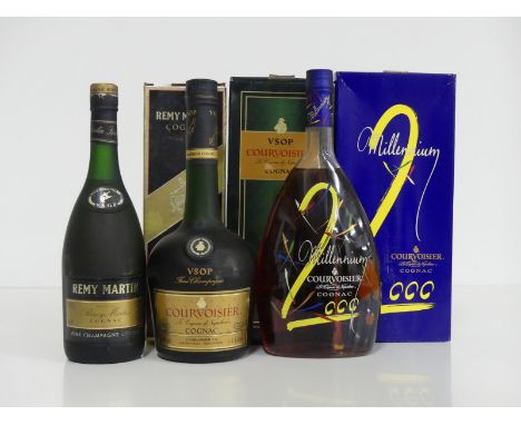 1 70-cl bt Remy Martin V.S.O.P. Fine Champagne  Cognac 40% vsl bs oc- vsl damage 1 litre bt Courvoisier V.S.O.P. Fine Champag