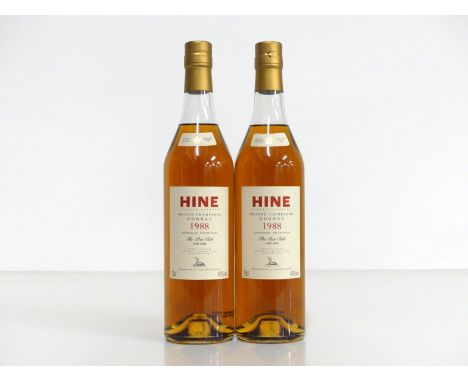 2 70-cl bts Hine Grande Champagne Cognac 1988 Landed 1990, bottled 2006 (Tanners)