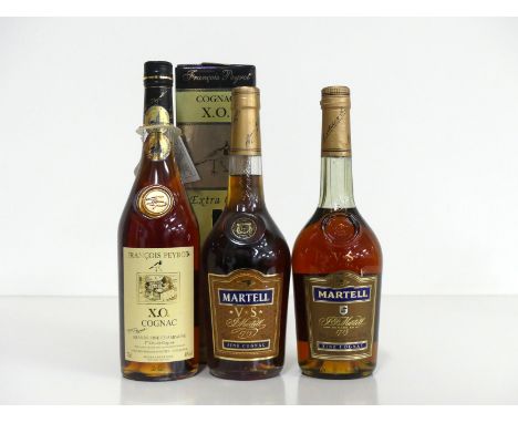 1 70-cl bt Francois Peyrot XO Grande Fine Champagne 1er Cru de Cognac 40% oc 2 70-cl bts Martell V.S. Fine Cognac 40% Above 3