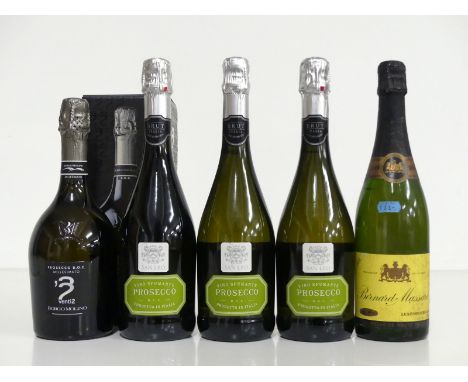 1 bt Borgo Molino Venti 2 Brut Millesimato 2016 oc 3 bts San Leo Brut Prosecco NV 1 bt Bernard-Massard Sec Imperial NV bs Abo