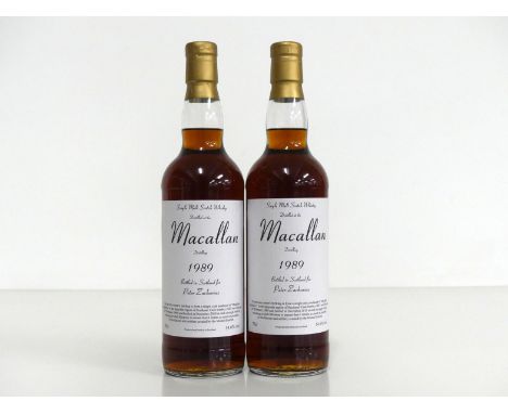 2 bts Macallan 1989 Single Malt Scotch Whisky 1989 bottled 2010 at cask strength 54.6% Private Owners bottling