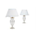 A PAIR OF GLASS LAMPS, MODERN