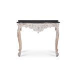 A PAINTED HARDWOOD SERPENTINE SIDE TABLE, LATE 20TH CENTURY