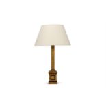 A FAUX MARBLE TOLE COLUMN LAMP, FRENCH, 19TH CENTURY
