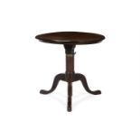 A GEORGE III BRASS BOUND MAHOGANY CAMPAIGN TRIPOD TABLE, LATE 18TH CENTURY