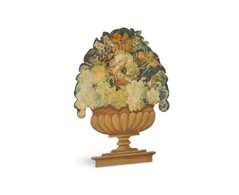 A PAINTED FIRESCREEN LATE 20TH CENTURY In the form of a flower filled vase 80cm high, 67cm wide  Condition Report:  This is i