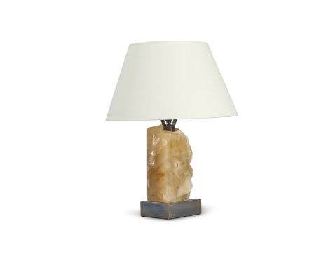 A BRASS MOUNTED ONYX LAMP  MODERN Wired for electricity 48.5cm high overall