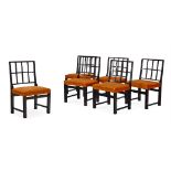 A SET OF SIX EBONISED CHAIRS, MODERN