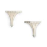 A PAIR OF BLUE AND WHITE PAINTED WALL BRACKETS, BY SIBYL COLEFAX & JOHN FOWLER