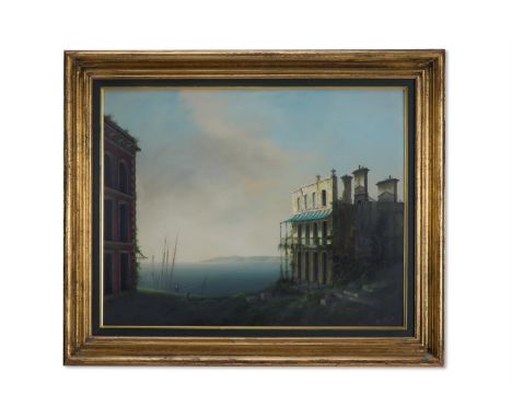 λ FELIX KELLY (NEW ZELAND 1914-1994) FORGOTTEN RESORT Oil on board Signed and dated '69' (lower right) 54.5 x 70cm (21¼ x 27½