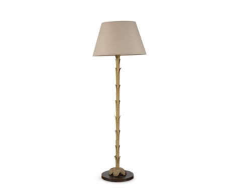 A TOLE STANDING LAMP MID 20TH CENTURY With foliate stem, fitted for electricity 188cm high    Condition Report:  ELECTRICAL G