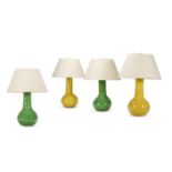 FOUR GLAZED POTTERY LAMPS, MODERN