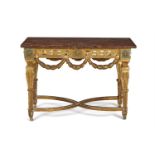 A GILTWOOD AND GREEN PAINTED CENTRE TABLE, ITALIAN, 19TH CENTURY