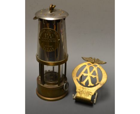 An AA grille badge 91484A; an Eccles miners lamp (2)