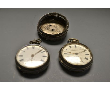 Watches - a Victorian silver open face pocket watch, white enamel dial, bold Roman numerals, Subsidiary seconds, key wing mov